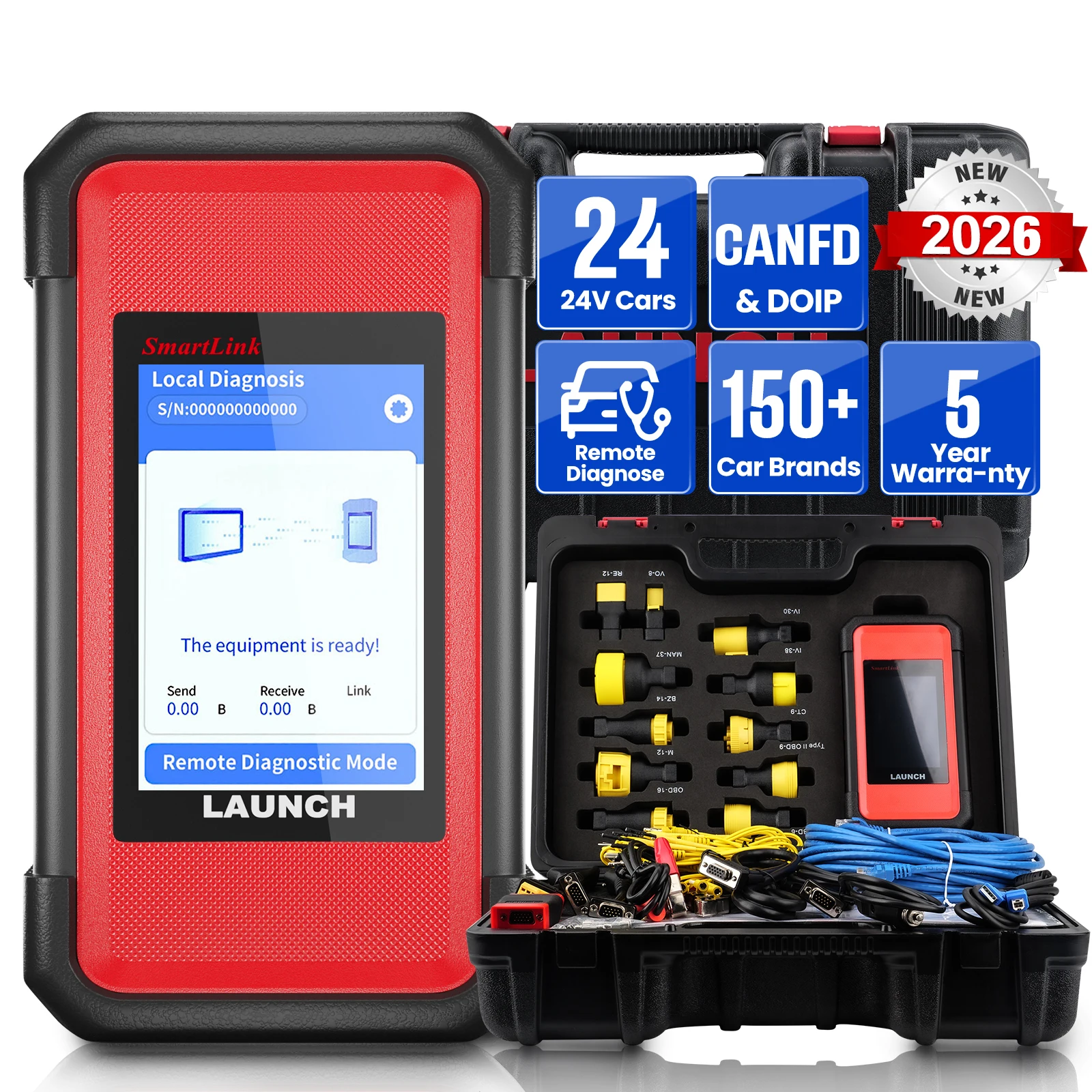 LAUNCH X431 SMARTLINK C HD 24V Heavy Duty Truck Diagnostic Tools Remote Control Works with X431 PRO3S+ V5.0 PRO3 ACE