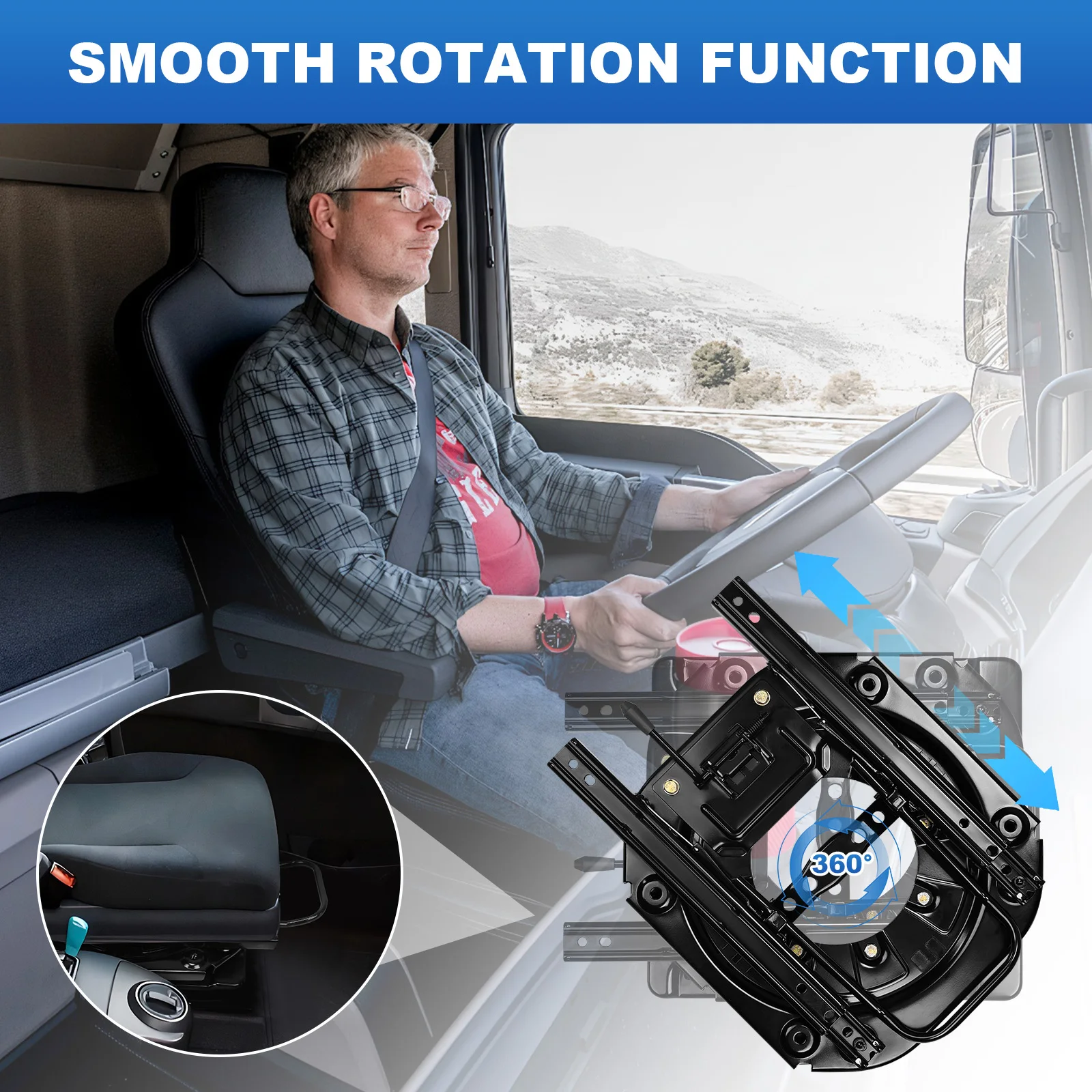 

Seat Conversion Base 360 Degree Rotatable Adjustable Seat Swivel Base Sliding Track W/ Slider 130kg Load for Car Boat Bus&more