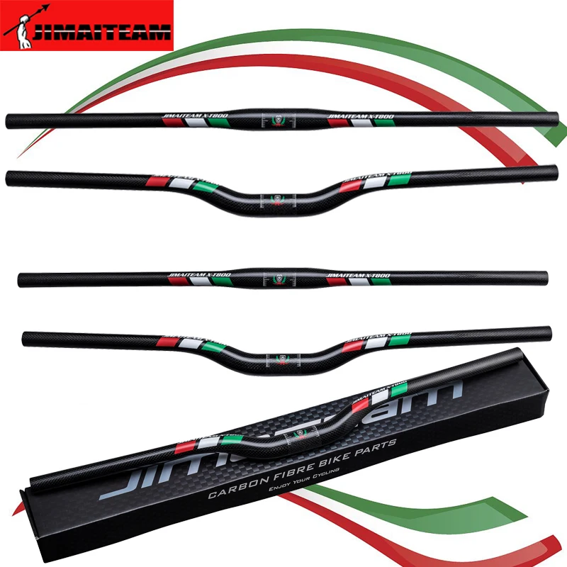 

Bicycle handlebar horizontal accessories JIMAITEAM carbon fiber mountain bike Yanba 3k pattern bicycle handlebar straight tricol