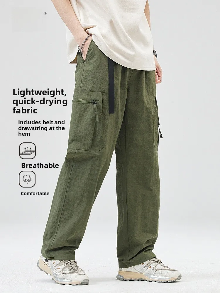 

Men's Qui Dry Straight Leg Work Pants Summer New een Versatile Loose American Sle Casual Pants Durable Youthful Energy