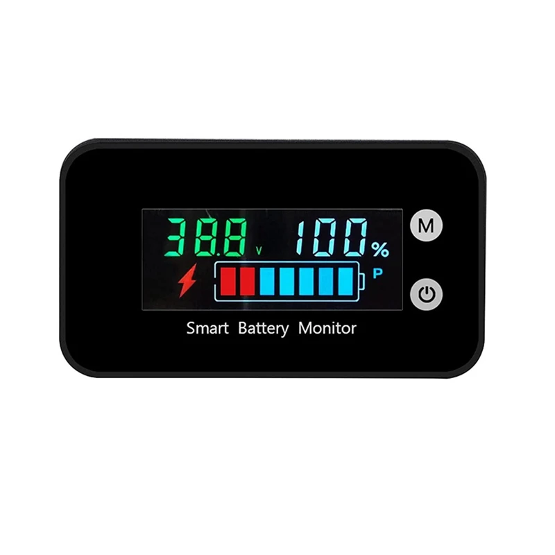 7-100V Digital Battery Capacity Tester Battery Monitor Voltage Temperature Switch Meter for Car Ships, IPX7 Waterproof