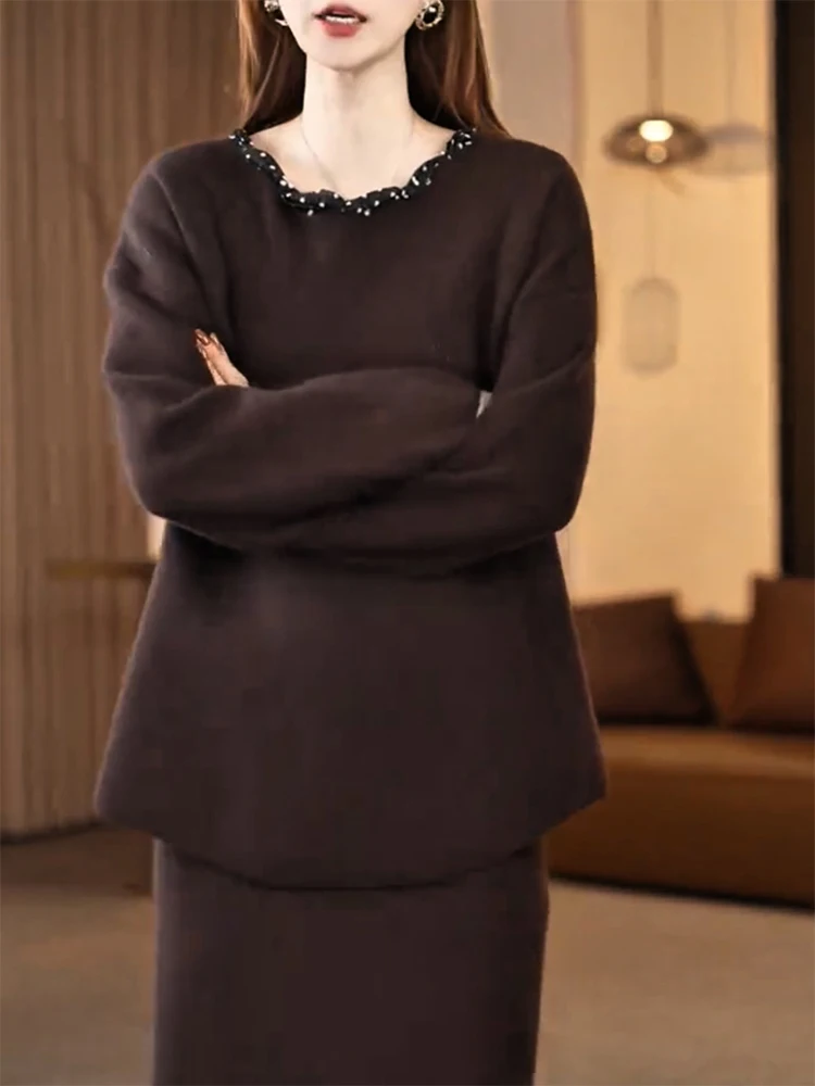 

Шикарный трикотаж, круглый женский топ, легкий, для взрослых, осень-зима, новинка больших размеров, универсальный женский топ для похудения...