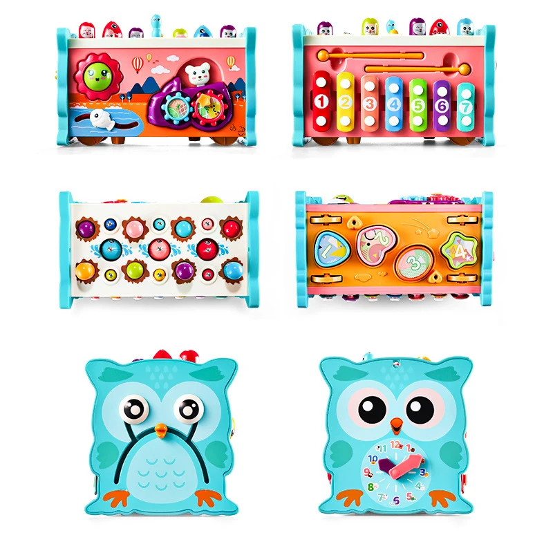 9 IN 1 Baby Montessori Toys Magnetic Fishing Games Owl Activity Cube Musical Piano Set Fine Motor Skill For 0-12 Months Toddlers