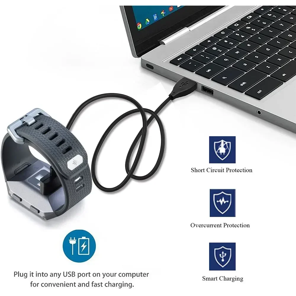 100cm Replacement USB Charger For Fitbit Ionic Smart Watch Charger Adapter Charge Cord Charging Cable For Fitbit Ionic