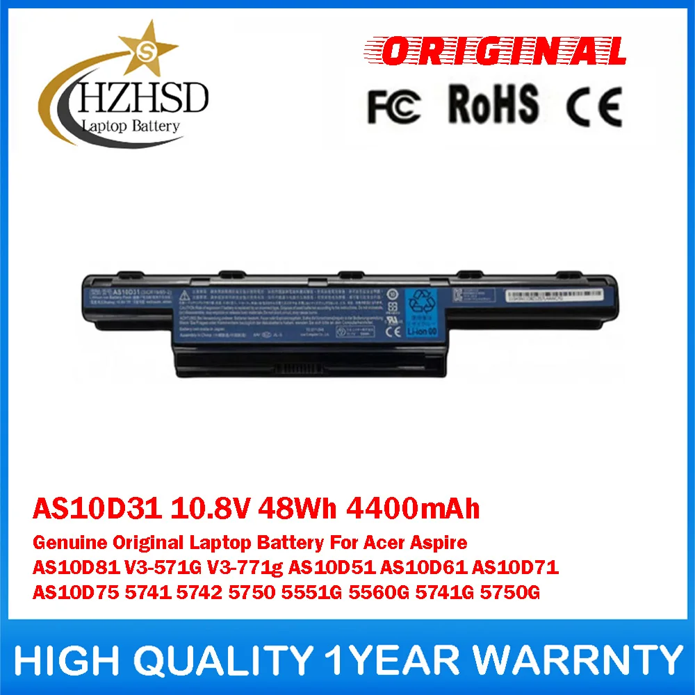 

AS10D31 10.8V 48Wh 4400mAh Оригинальная батарея для ноутбука Acer Aspire AS10D81 V3-571G V3-771G AS10D51 AS10D61 AS10D71 5741
