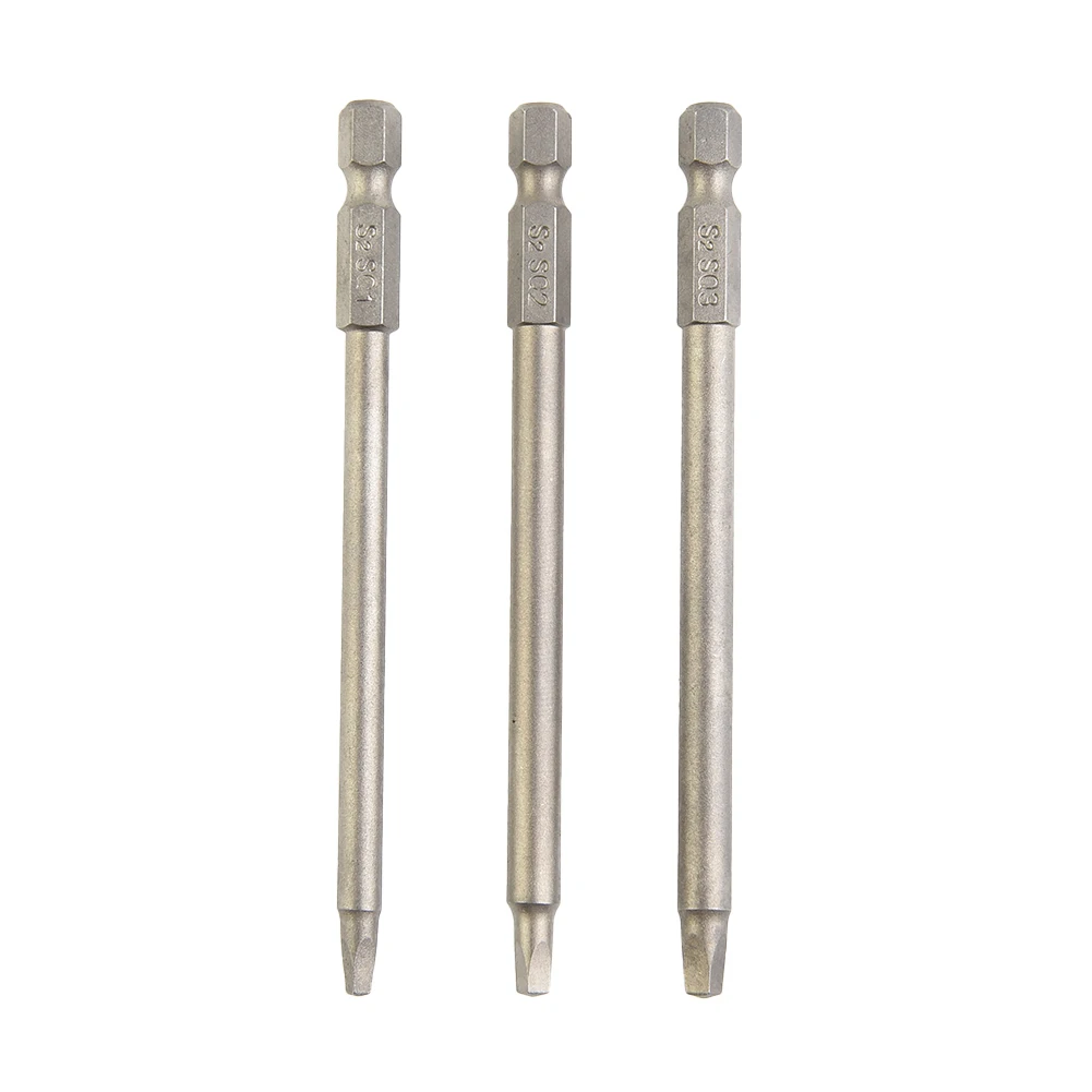 3pcs 100mm Electric Driver Bits Magnetic Square Head Electric Screwdriver Head Screw Driver Bits For Repair Hand Tool SQ1-SQ3