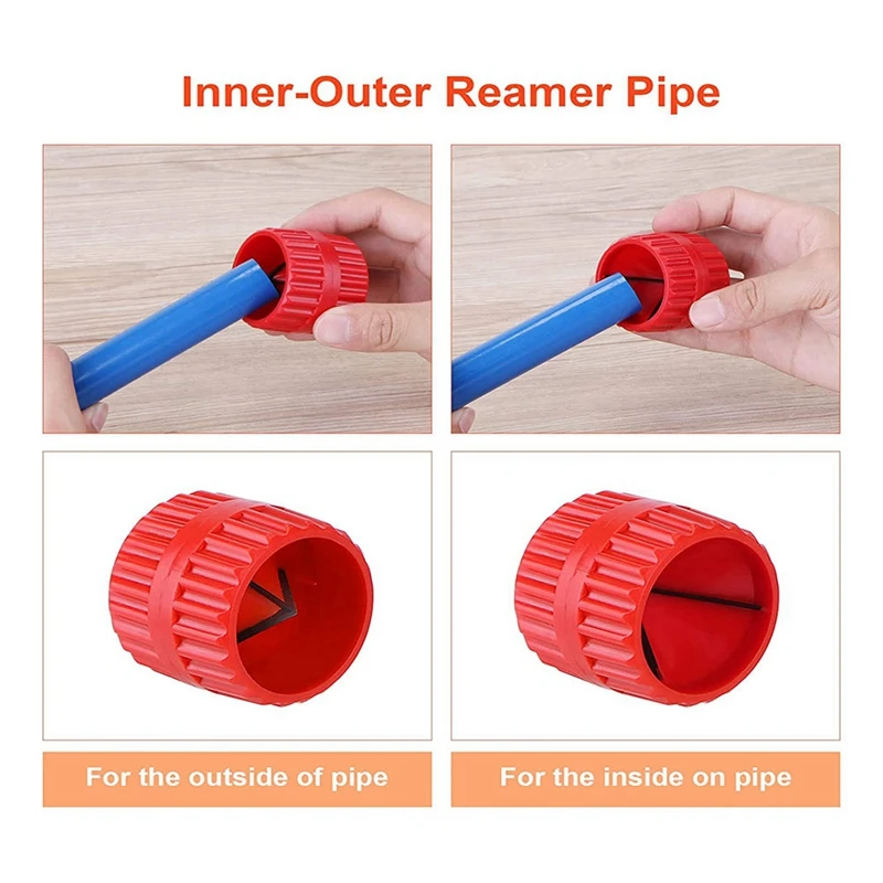 Deburring Tool Kit,PVC Pipe Tubing Cutter Depth Gauge And Pipe Cutter Tool, Inner Outer Reamer Pipe Tubing Chamfer Tool