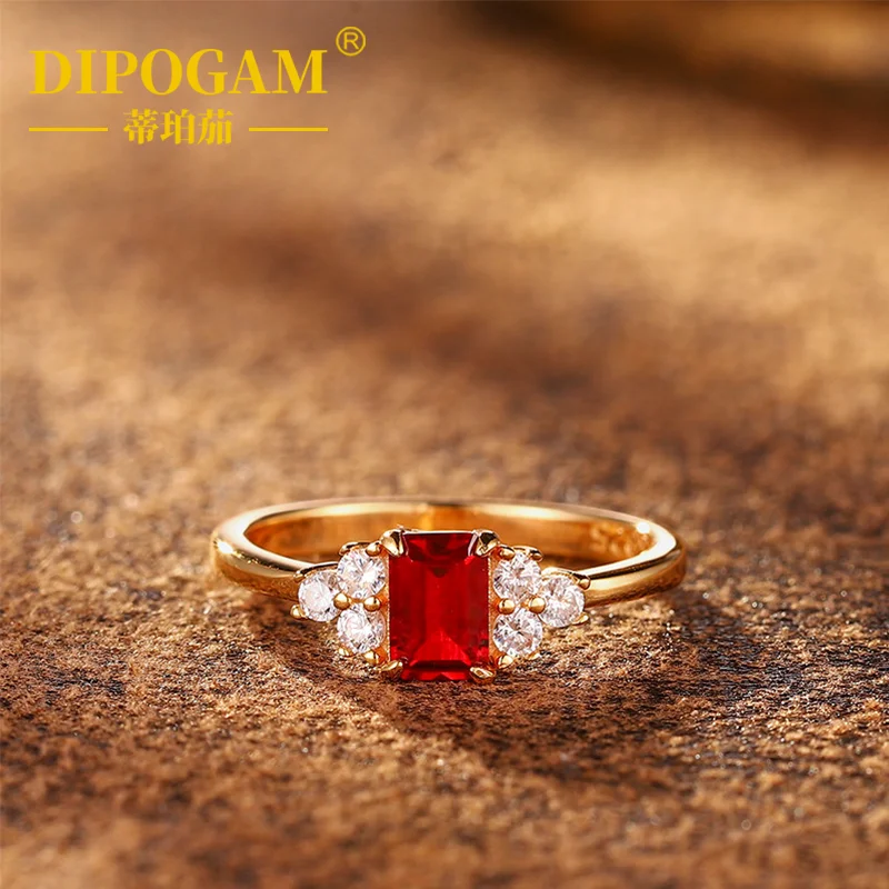 

925 Silver 0.7ct Cultured Blood Red Sapphire Ring Classic Simple Ring for Women