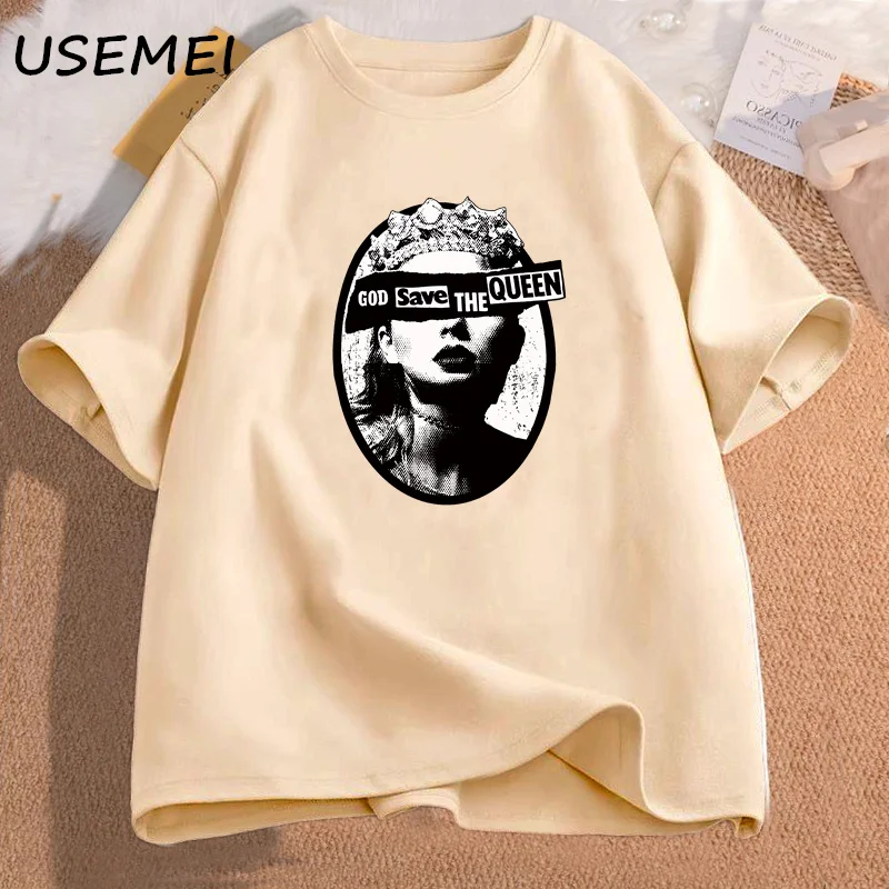 God Save The Queen T-shirts Women Casual Cotton Short Sleeve Tshirt Round Neck Womans Clothing Graphic T-shirts Streetwear Tops