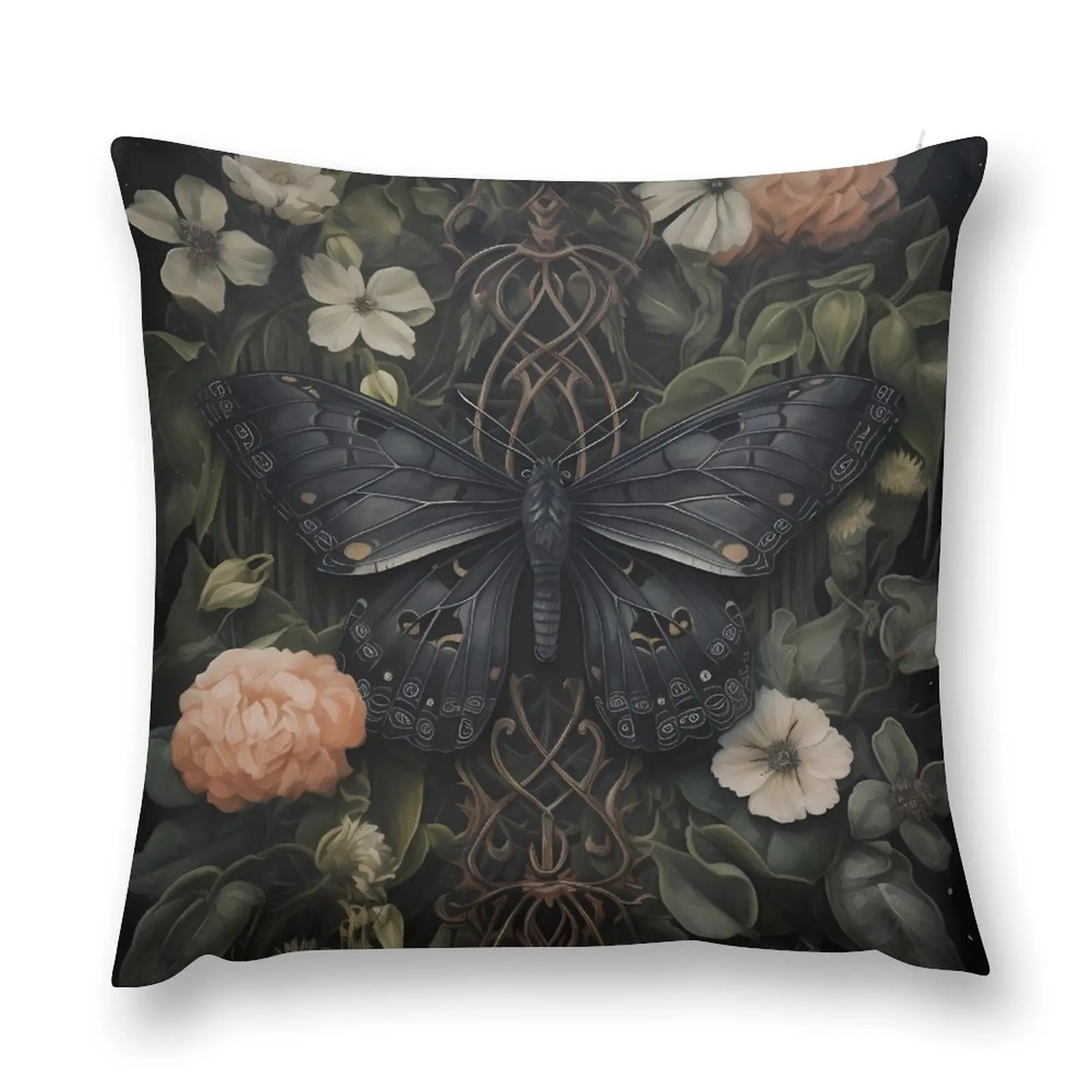 black moth dark academia gothic cottagecore decor Throw Pillow Cushions Decorative pillow case Couch Cushions pillow