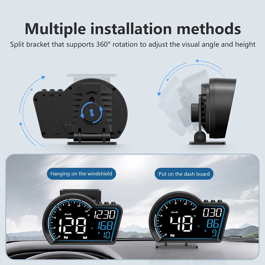 G16วัดความเร็ว GPS ในรถยนต์ระบบ HUD 5V ที่ขับเคลื่อนด้วย USB พร้อมอุปกรณ์เสริมรถยนต์เตือนความจำในการขับขี่ความเร็วสูงเกินไป