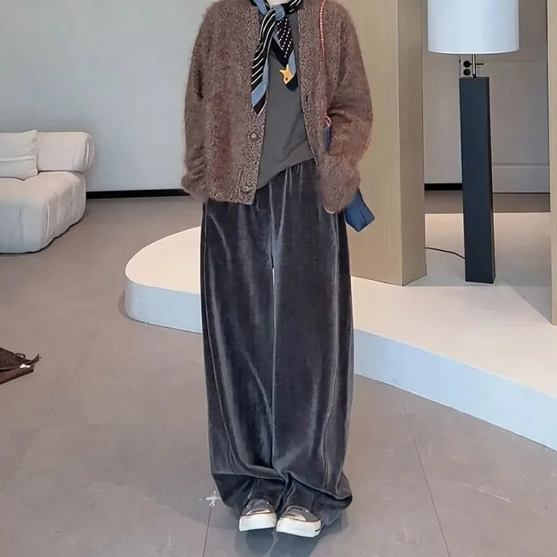 

Женские брюки из вельвета с широкими штанинами, свободного кроя, с высокой талией, повседневные