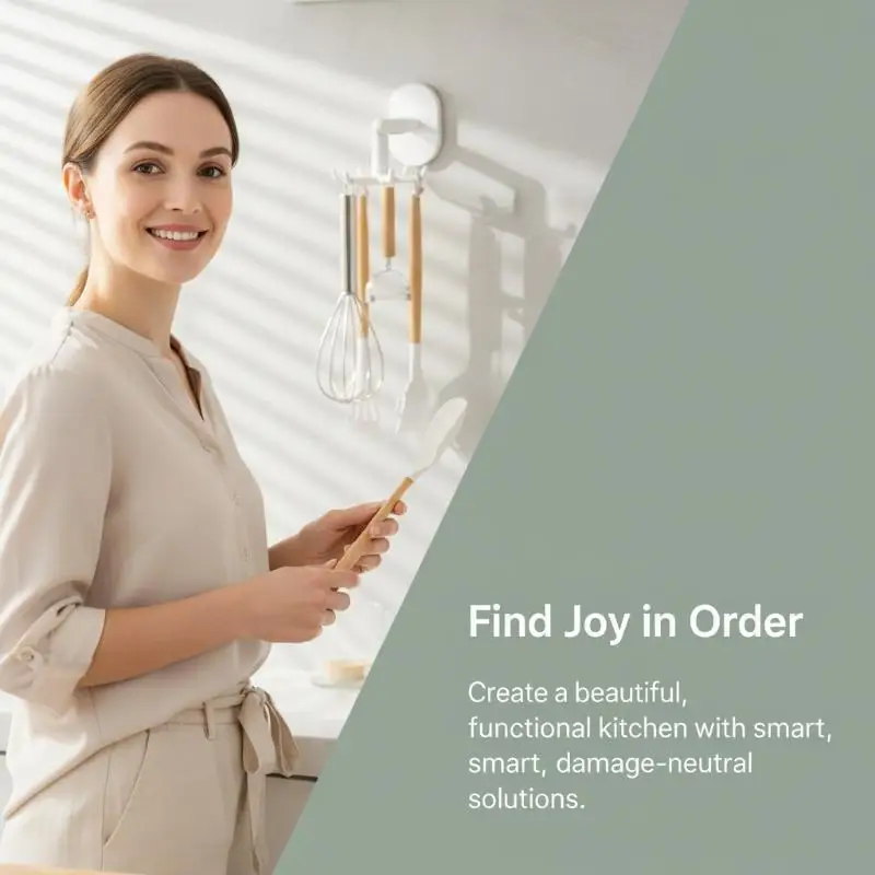 6-Claw Rotating Kitchen Hook No-Drill Wall Mounted Hanging Rack for Spatula Utensils Dorm Home Bathroom Organization