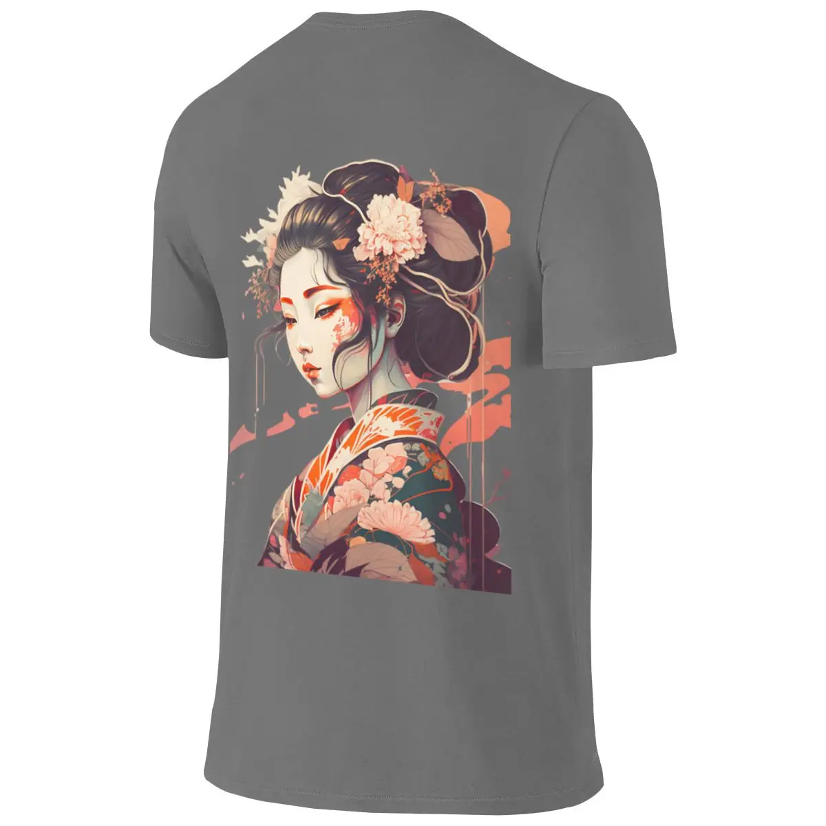 Japanese Geisha Girl Crew Neck Reversible T-shirtUrban Minimalist Dark Color Schemes T-shirt