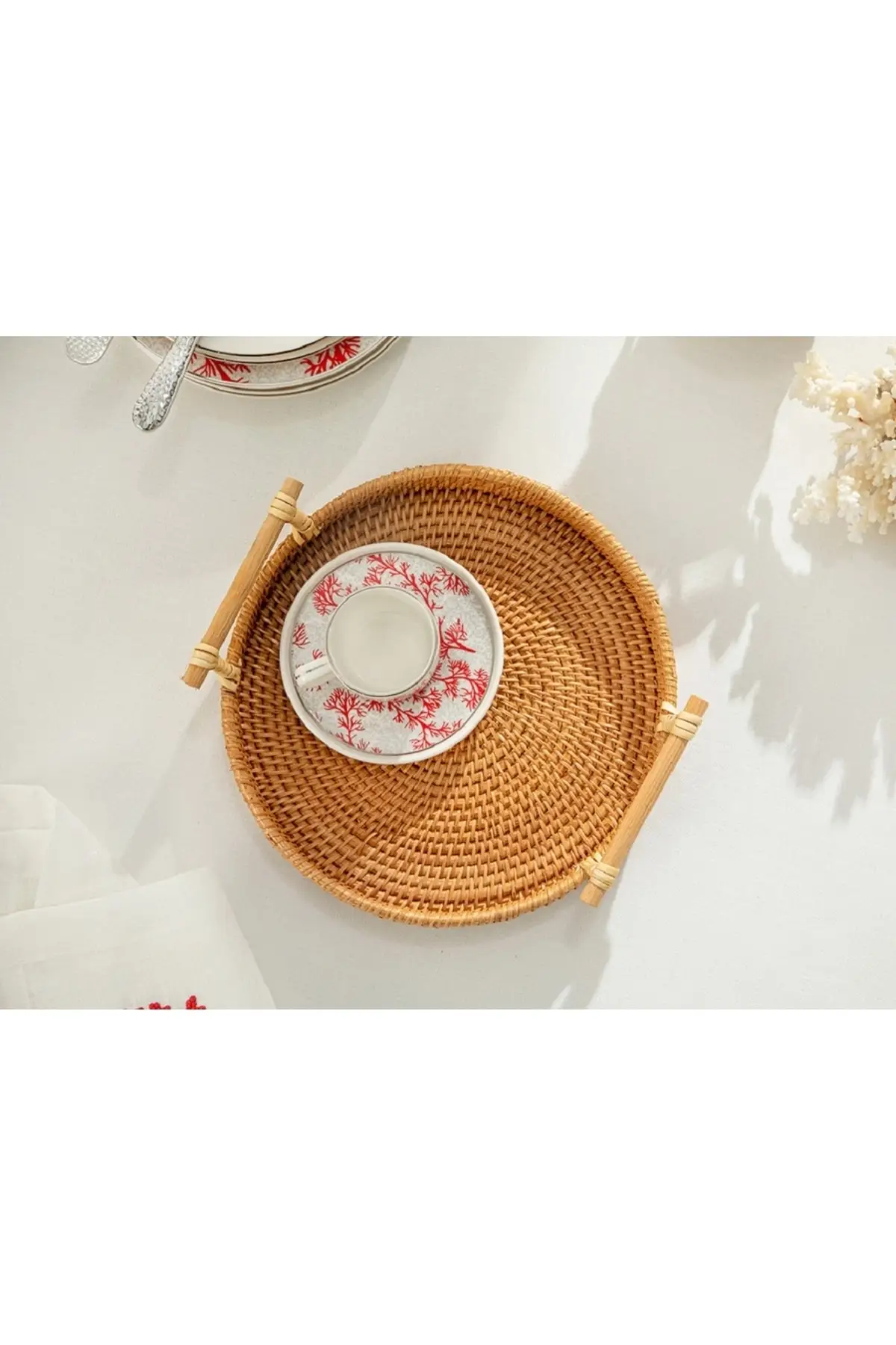 Liar desire sabar Nude Rattan round tray 24 Cm outdoor coffee luxury 2022 tray Tea tray Tea tray