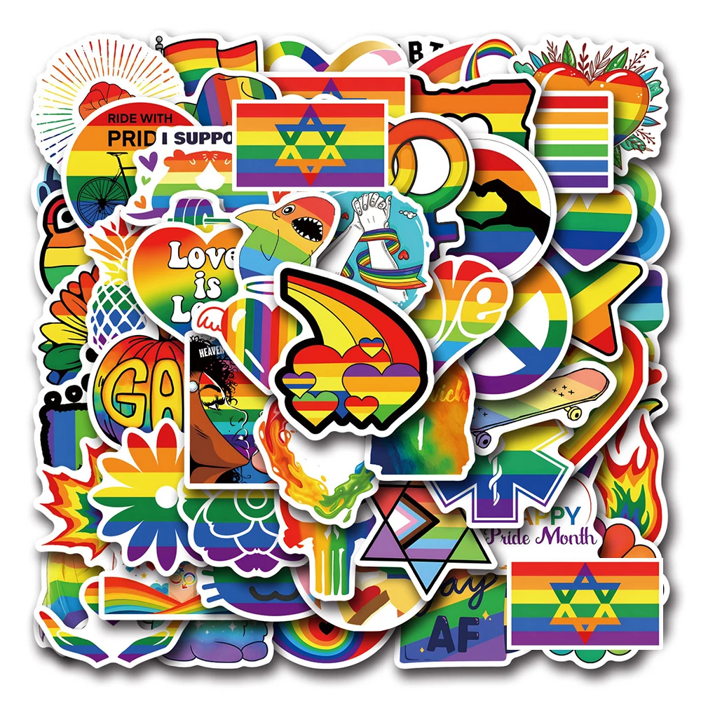 10/30/50/110pcs LGBT Gay Pride Stickers Colorful Rainbow Graffiti for Laptop Phone Case Skateboard Water Bottle Cartoon Sticker