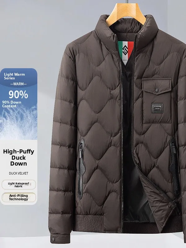 

Men's down Jaet 2025 Winter New Faion Versatile Warm Thi ort Stand Collar Coat Busin Gentleman Sle Outdoor Commute