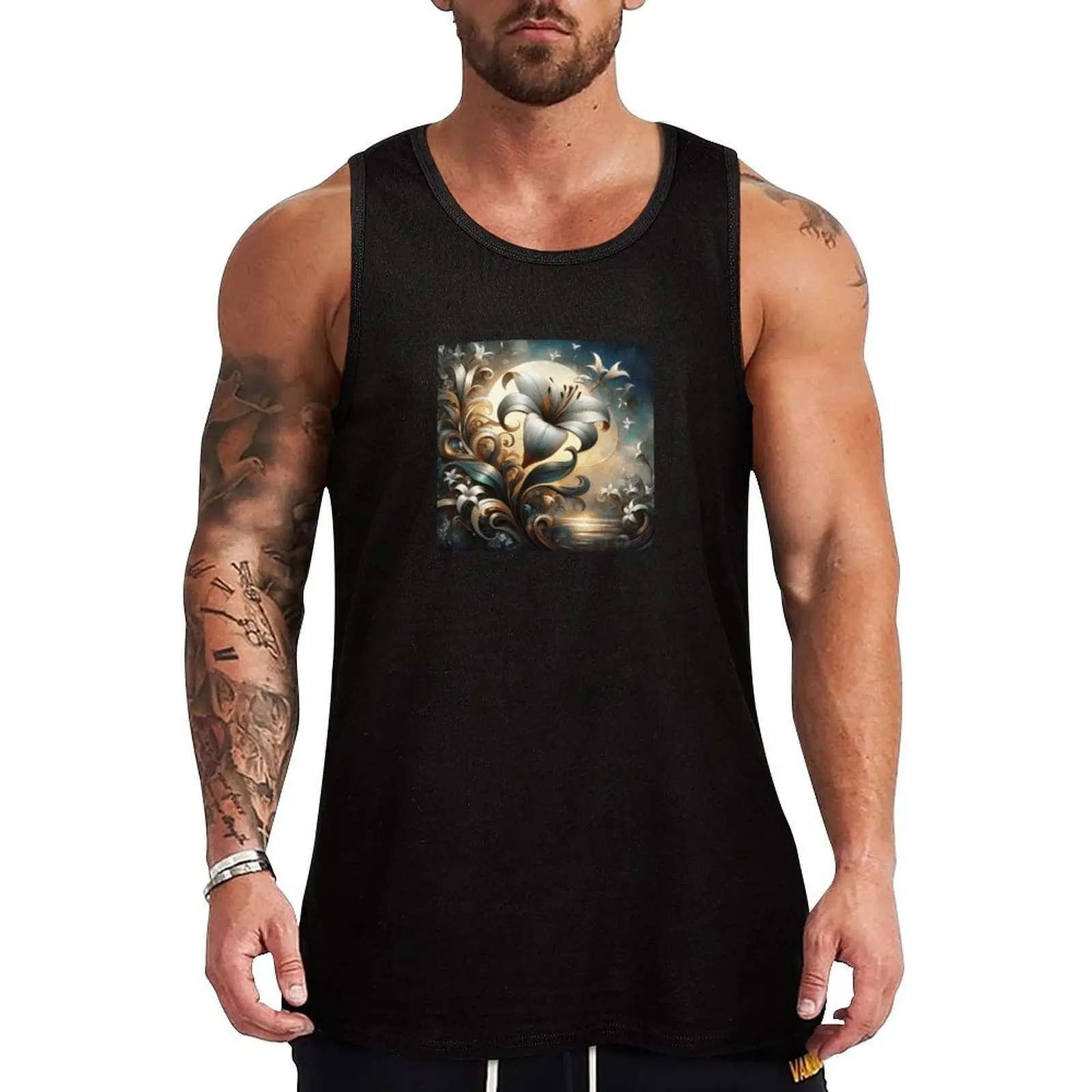 

Lilies Tank Top vest for men gym accessories men Men's clothes bodybuilding