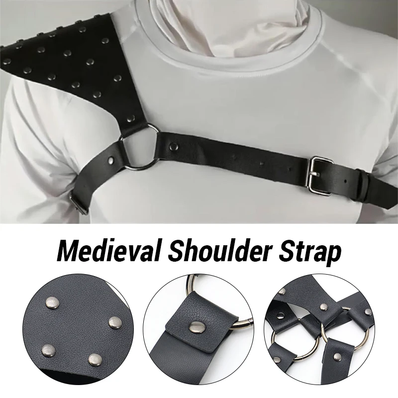 

Medieval Viking Men's Rivet Leather Single Shoulder Armor Strap Cosplay Halloween Props Accessory For Special Occasion Use