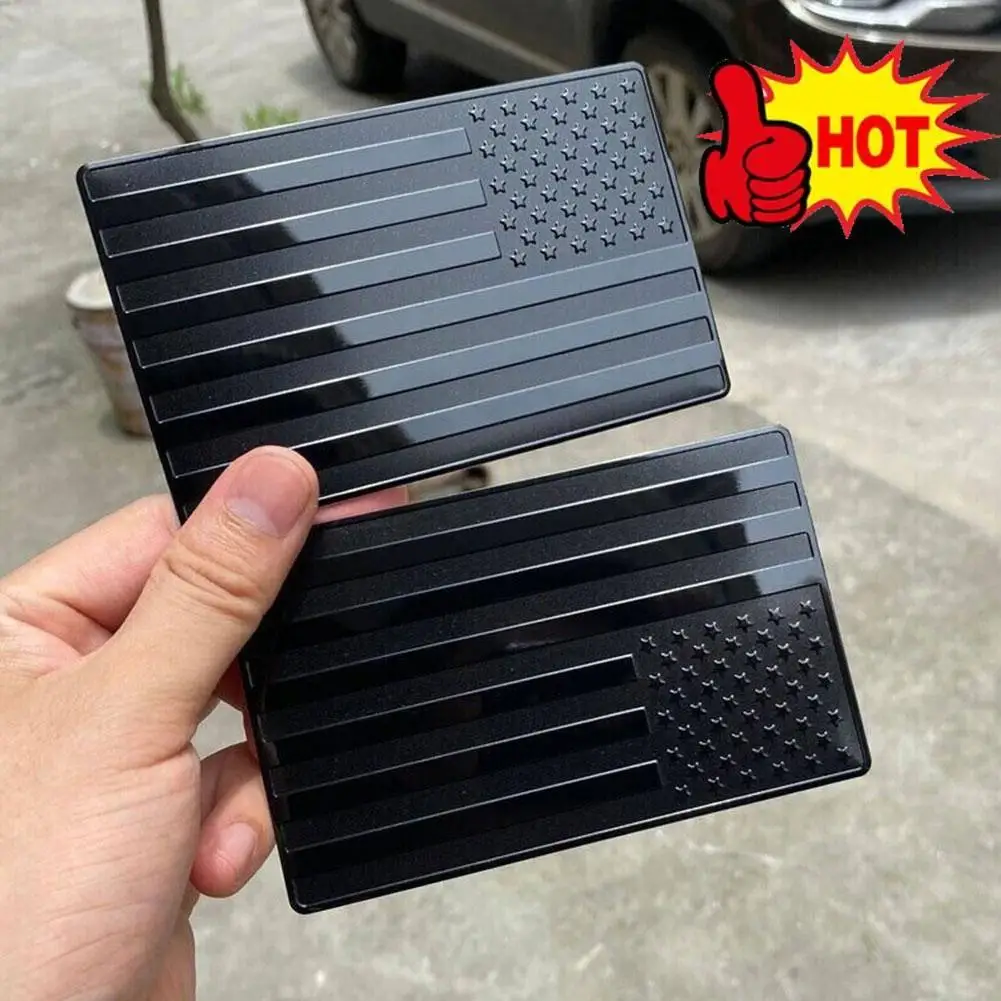 

2pcs Metal Aluminum Alloy Black USA American Flag Car Tuning Motorcycle Accessories Fairing Emblem Car Flag Badge Sticker Parts