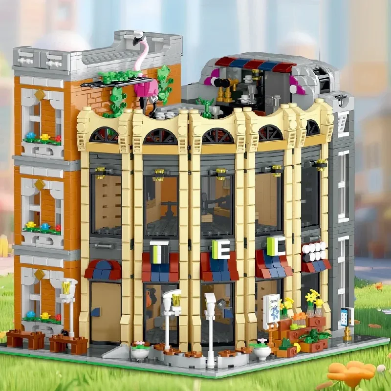 3231PCS Creativo Esperto MOC Angolo Rotondo Negozio Building Blocks Città Street View Negozio di Stile Europeo Modello Modulare Giocattoli Per Bambini Regalo