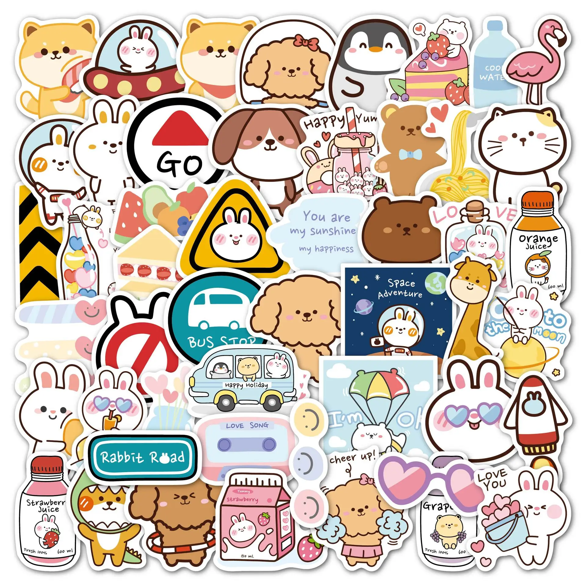 50 pcs/pack Kawaii Animals Waterproof PVC Journal Decorative Stationery Craft Stickers Scrapbooking DIY Diary Album Stick Label