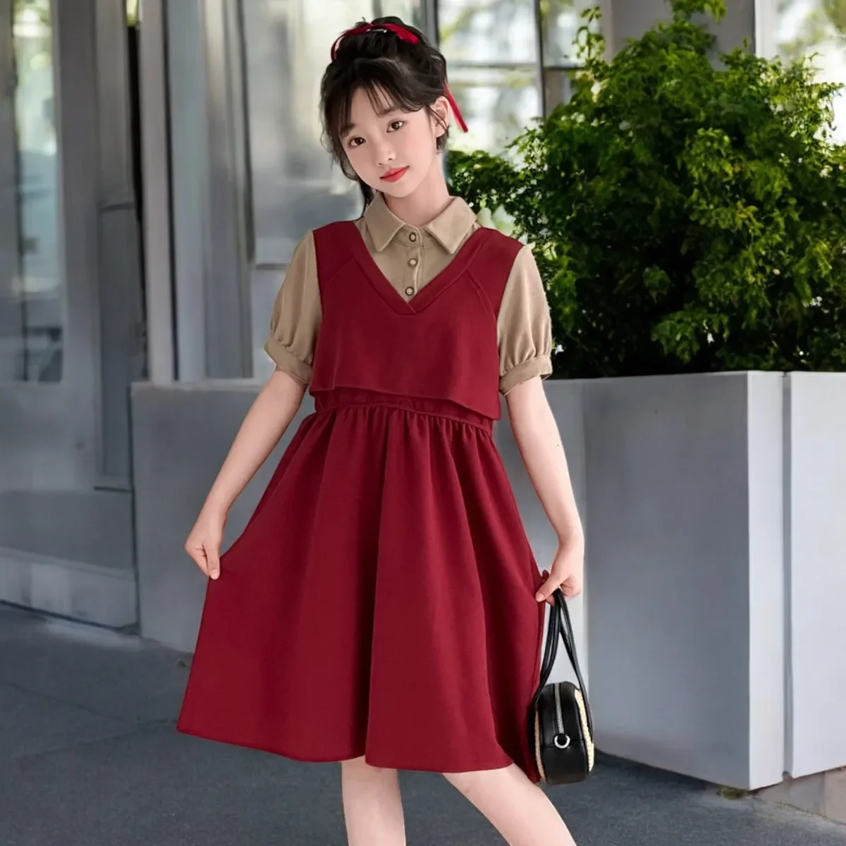 

Baby Kids School Dresses for Girls Party Dress Prom School Uniform Outfits Children Summer Teenagers Vestidos 6 7 8 10 12 Years