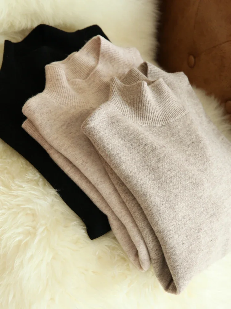 2025 Women Fashion Turtleneck Pullover Autumn Winter Chic Bottom Sweaters Long Sleeve Knitted Jumpers Soft Warm Pull Femme Top