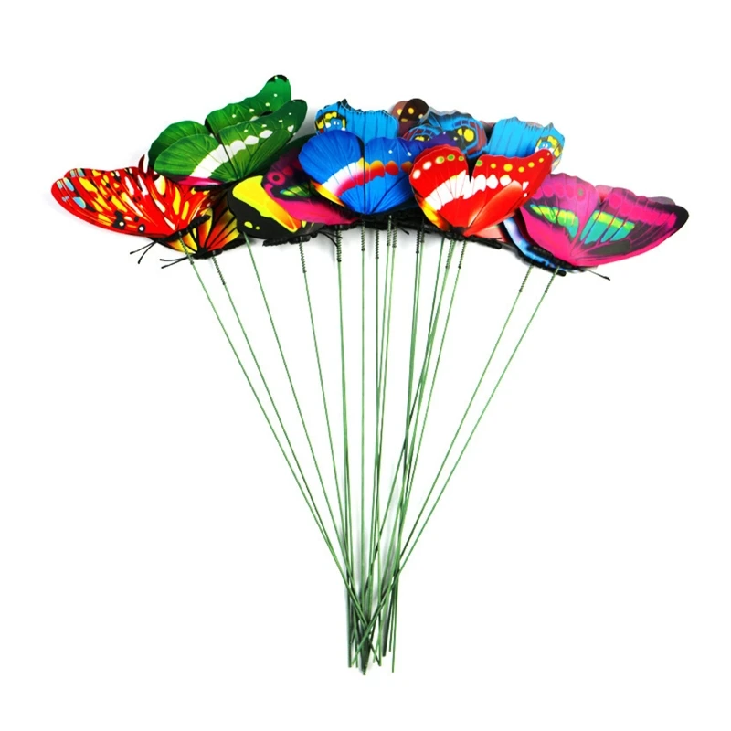 Garden Butterfly Stakes 50 Pieces 6/9/15cm Ornament Stakes Christmas Yard Patio Lawn Outdoor Decoration Plant Pot Decor