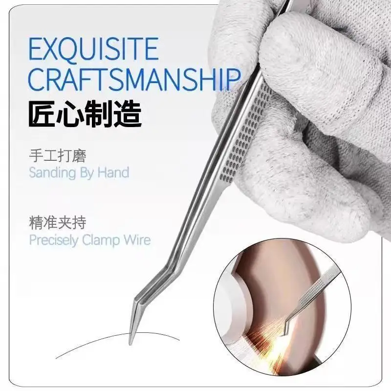 ملاقط لحام الرقاقة - ملاقط من الفولاذ المقاوم للصدأ خاصة بالرقاقة، مقاومة للتآكل والحرارة، تحديد موضع المجهر الحاد للغاية