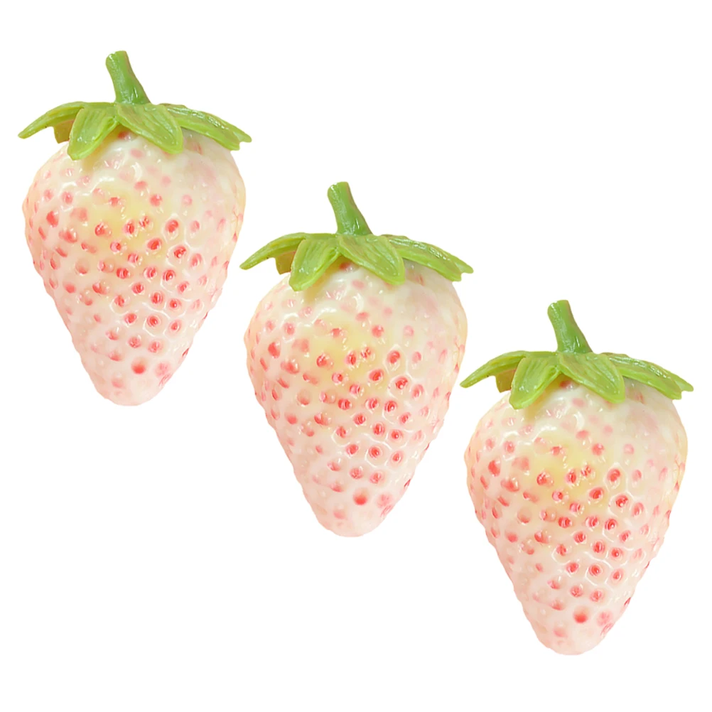 

3 Pcs Faux Simulated Strawberry Strawberries Fake Fruit Artificial Fruits. Fresh