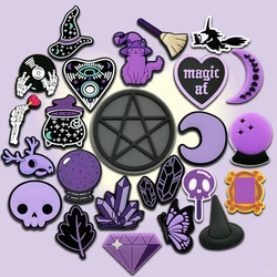 1pcs Halloween Shoe Charms Purple Clog Accessories Magic Witches Shoe Decorations Pins for Women Girls Crystal Energy Stone Gift