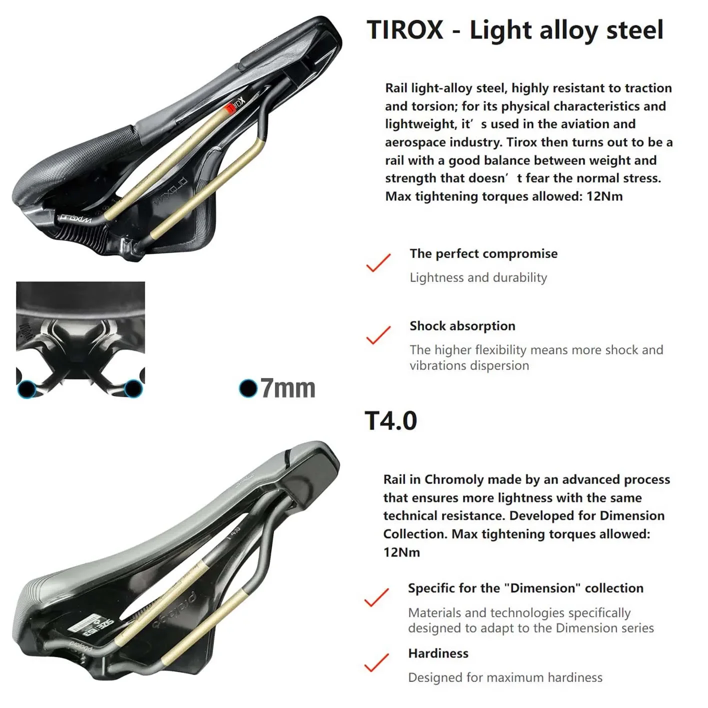 Prologo Dimension 143 T4.0/Triox Rail Road Bike Saddle Hollow Design Short Nose Saddle Black