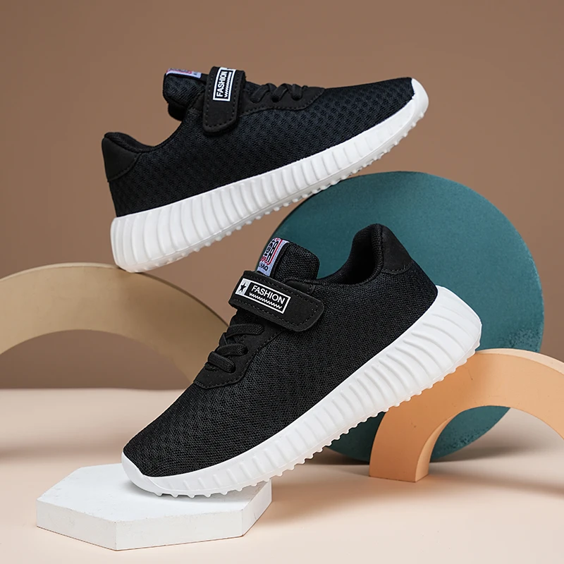 

Детская спортивная обувь, удобные повседневные прогулочные противоскользящие прогулочные туфли на плоской подошве для мальчиков, уличные легкие сетчатые повседневные детские кроссовки