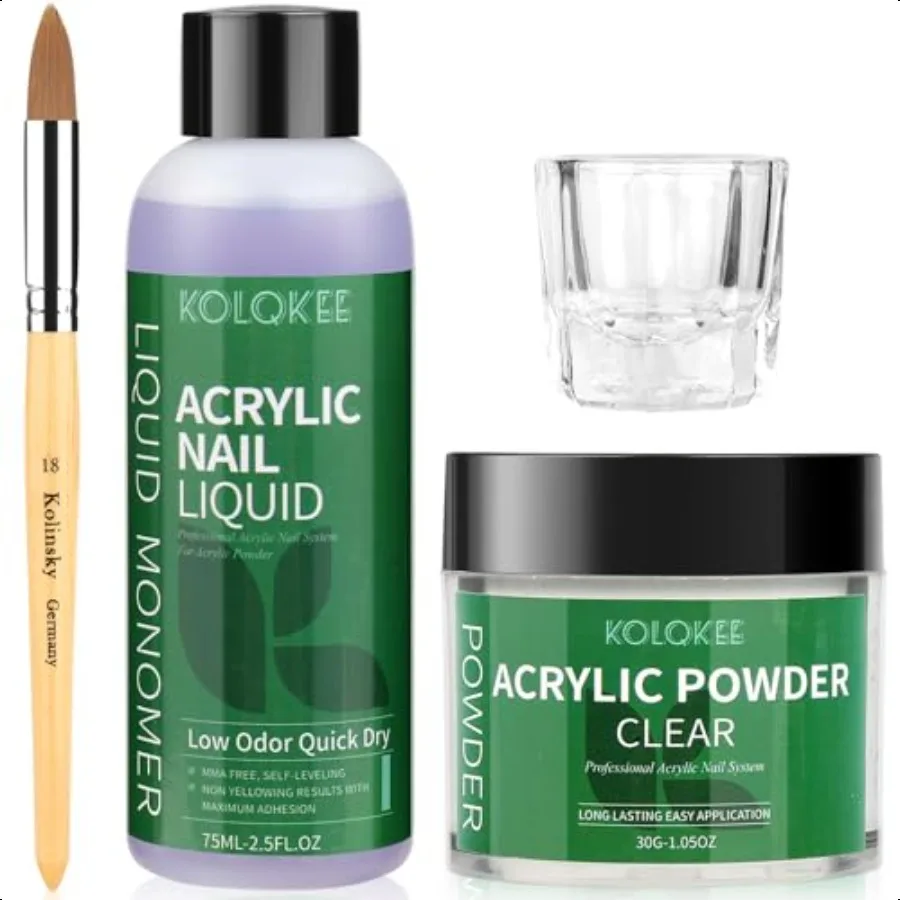 

Acrylic Nail Kit Acrylic Powder and Liquid Set with Nail Brush Lamp Not Required for Home DIY Salon Nails Application