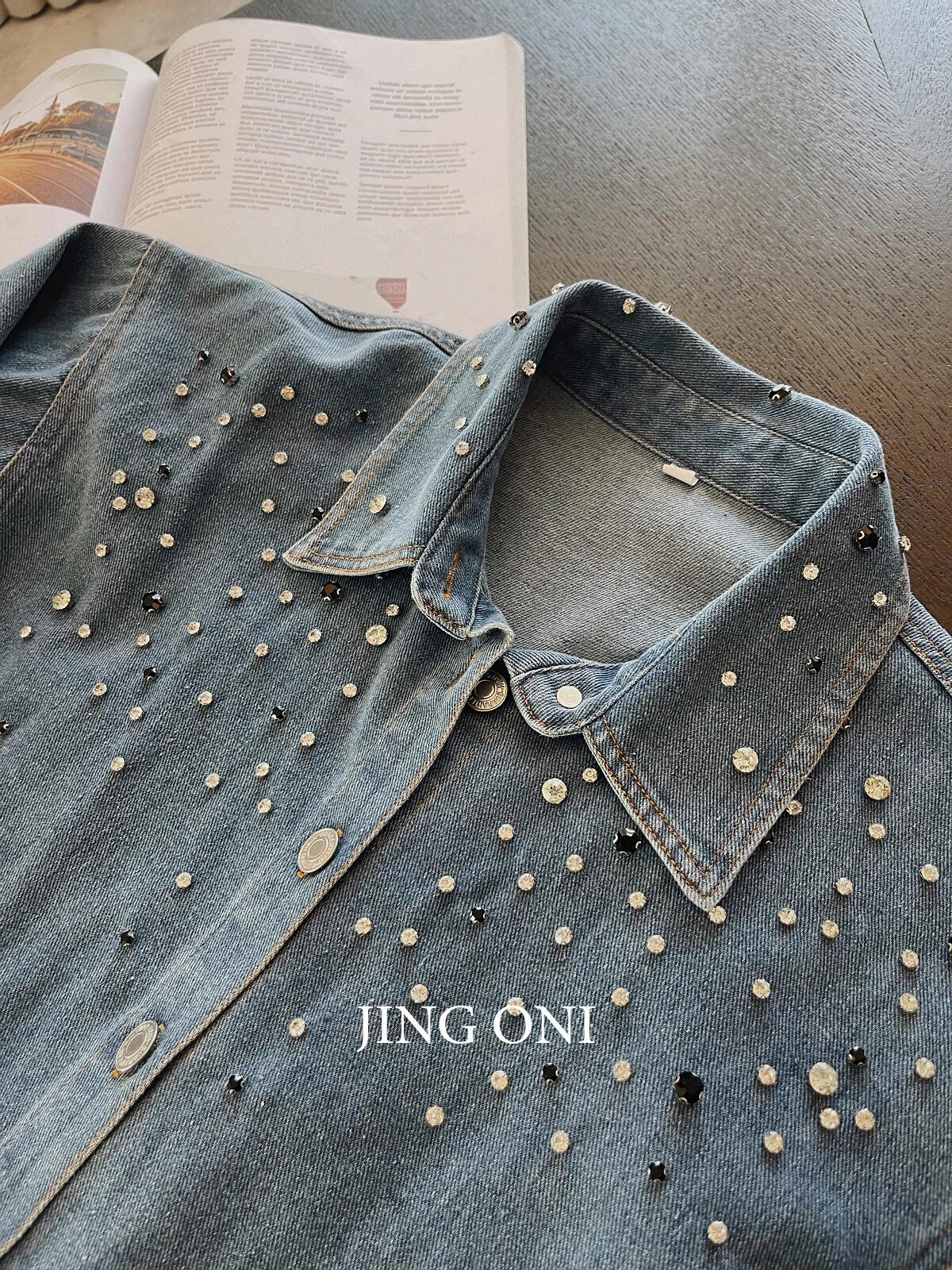 Denim Shirts Blouse Woman Clothing 2023 Fashion Korean Style Vintage Y2k Top Crop Luxury Long Sleeve Elegant Chic Oversized New