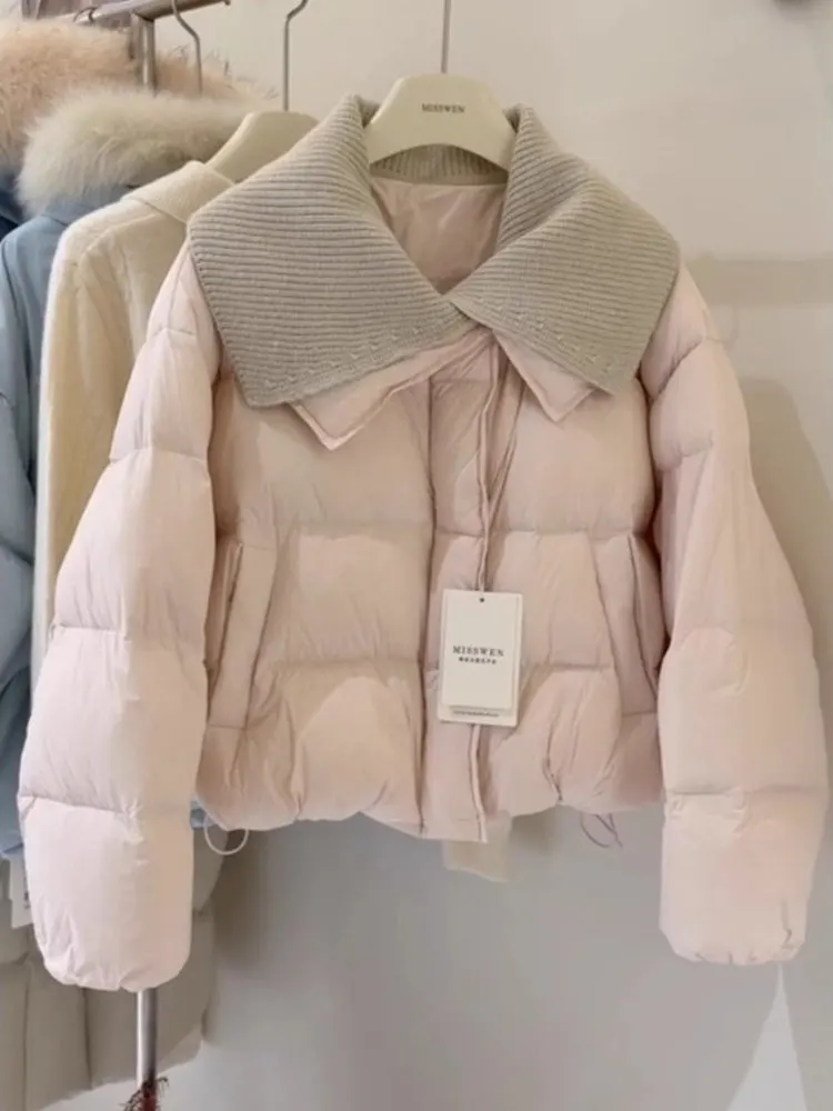 

Thiened Pink ort Cotton Jaet Теплая зимняя верхняя одежда в Корейском стиле, маленький размер, свободная посадка на молнии, чистый цвет