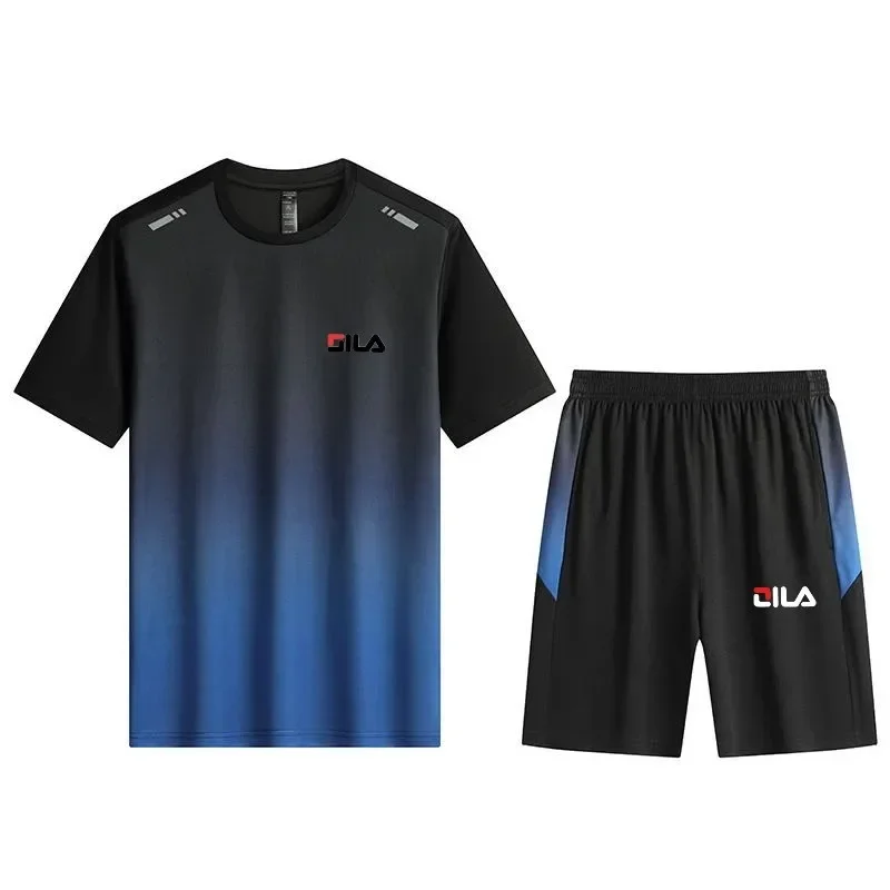 High quality Men's Korea Comfortable and Breathable Suit Summer Fashion Print Sports Suit Fitness Jogging Daily Casual Wear set