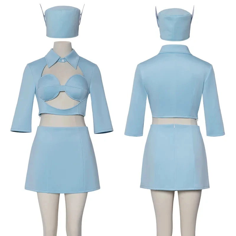 Movie The Fifth Element Cosplay Adult Women Vintage Airline Stewardess Halloween Costume For Retro Party FD1;6 - view 3