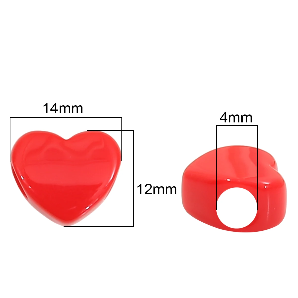 About30Pcs acrylic solid colored beads, large holes, heart shaped loose beads, handcrafted DIY for making couple bracelets, neck