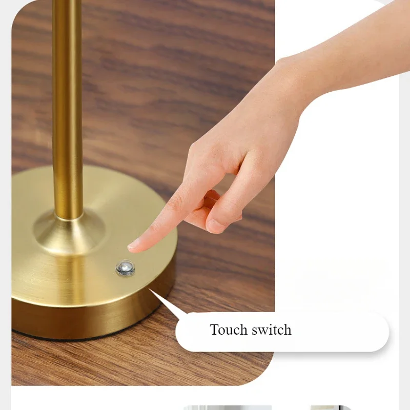 Bonita luz nocturna recargable, lámpara de escritorio de tela escalable, luces nocturnas de ambiente Retro de Metal para dormitorio