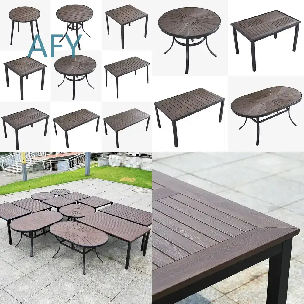 Outdoor Table and Chair Set for Milk Tea Shop Balcony Courtyard Terrace Garden Outdoor Furniture Plastic Wood Preservative