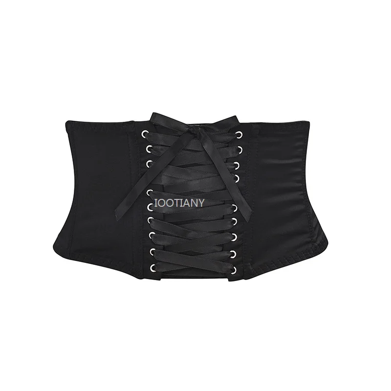 2024 Women's Elasticated Rubber Bone Body Shaping Belt Women Waist Trainer Corsets Waist Cinching Peplum Belt Black Girdle Ties