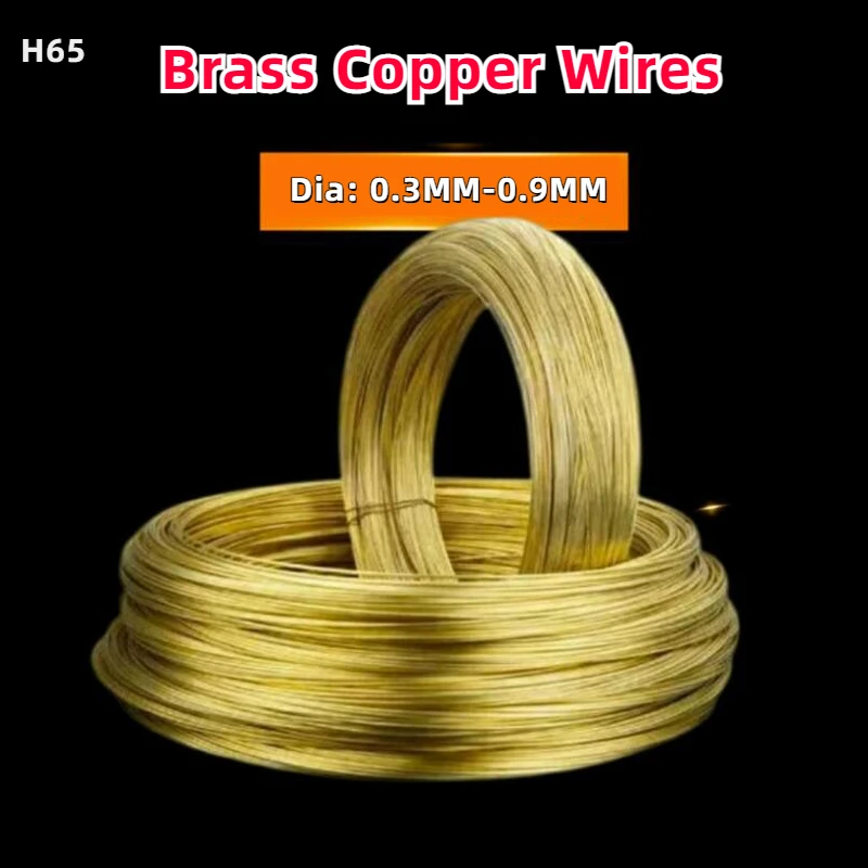 10M 1PCS High Quality H65 Solid Brass Copper Wires Dia 0.3/0.4/0.5/0.6/0.8/0.9m for Wire / Cable / Jewellery / Craft