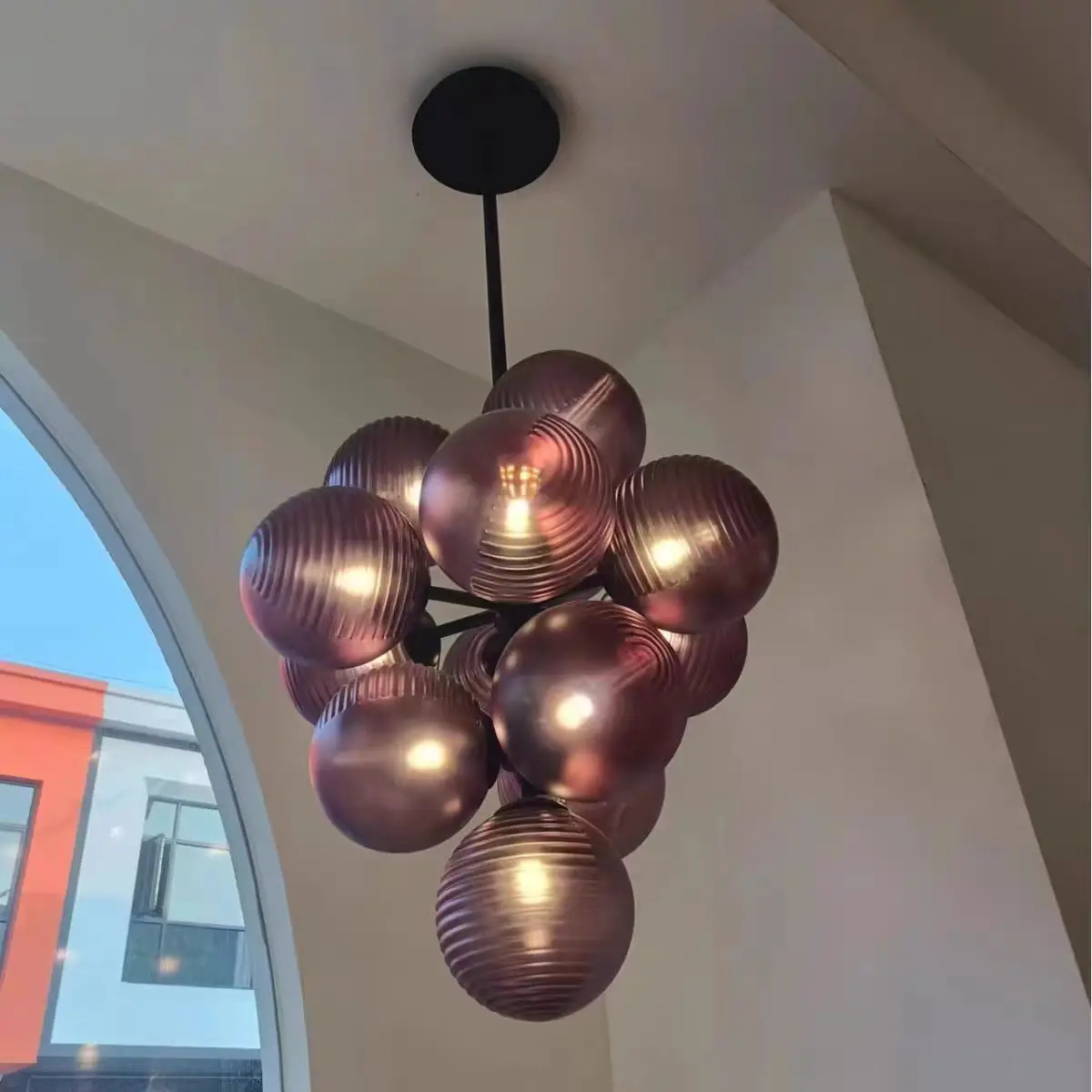 Stellar Grape Pendant lamp Stained Glass Bubble Light Personality Home Decor LED Chandeliers Creative Bedroom Ripple Ball Lights