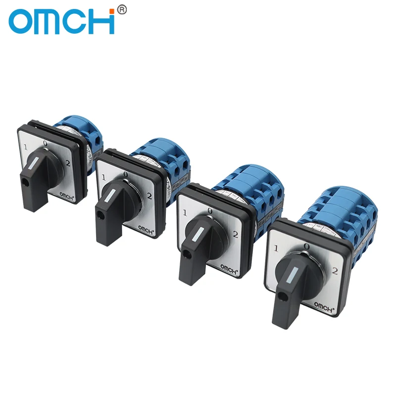 OMCH LW26-20/32/63 مفتاح كاميرا دوارة 3 موضع 1-0-2 1/2/3/4 أقطاب اتصال فضي 440 فولت 4/8/12/16 محطات مفتاح عالمي