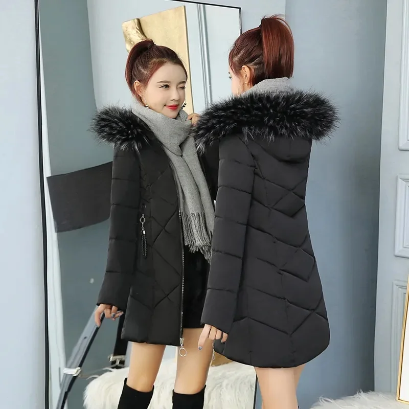 

Nice New Women's Winter Jacket Female Hooded Down Parkas Thick Warm Cotton Padded Basic Tops Long Lady Wadded Jacket