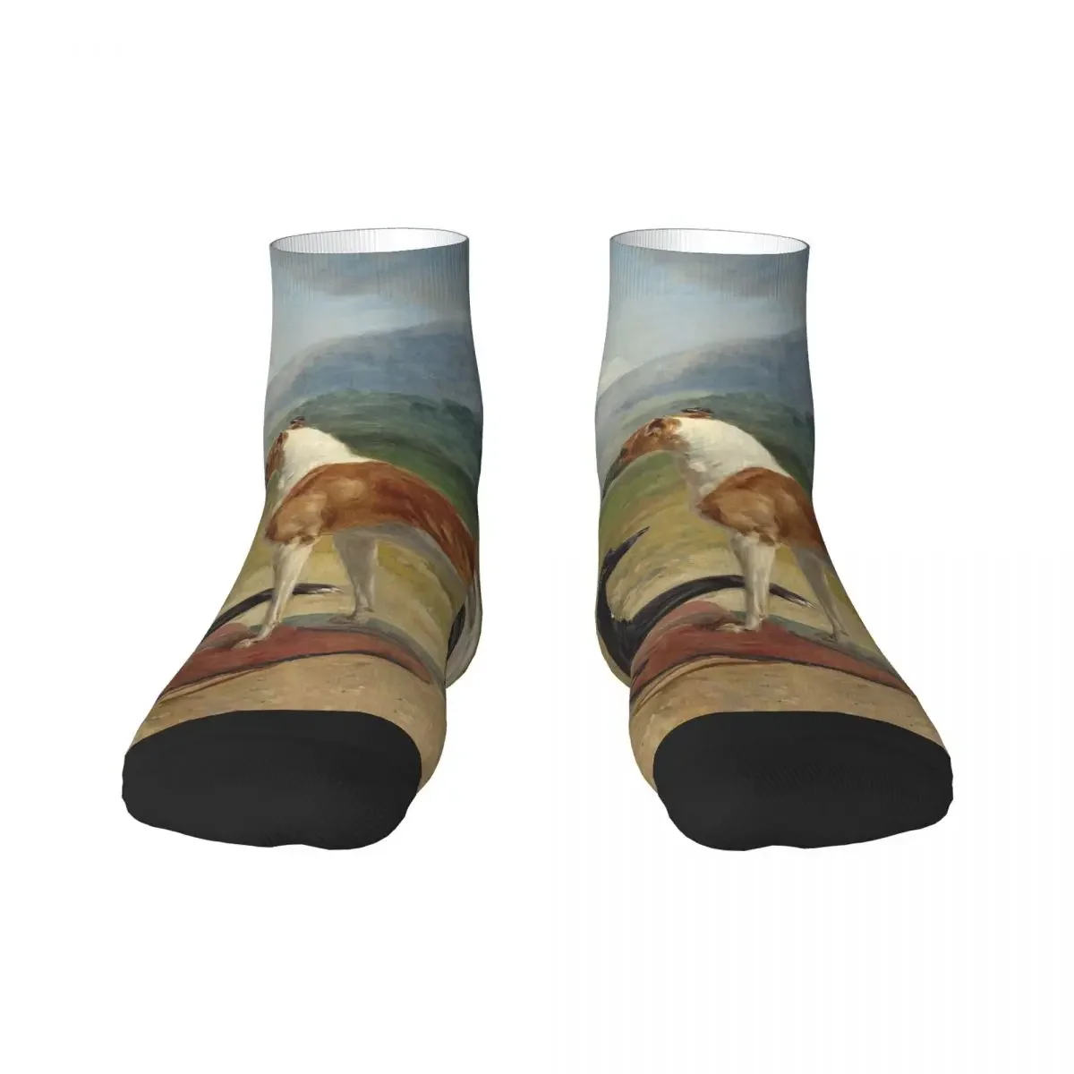 Novelty Mens Vintage Whippet  Greyhound Dog Dress Socks Unisex Comfortable Warm 3D Printed Sihthound Animal Crew Socks