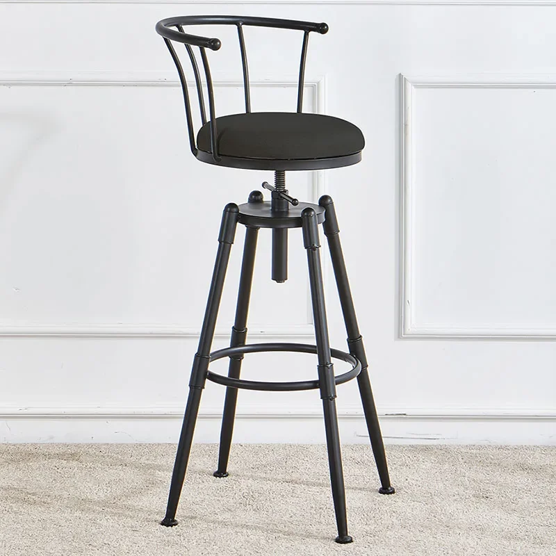 

High Quality Metal Bar Stool Modern Telescopic Black Round Party Chairs Black Minimalist Taburetes De Bar Home Furniture