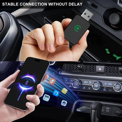 Imagen 2 del producto Adaptador inalámbrico CarPlay y Android Auto 2 en 1, Dongle CarPlay Plug & Play convierte cable a inalámbrico, conexión automática rápida, sin Del